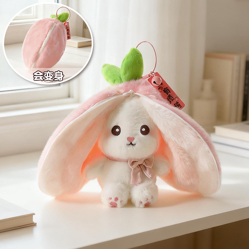 Lindo conejo transformación pequeña fruta muñeca de juguete de peluche niños muñeca calmante dormir muñeca novias regalo