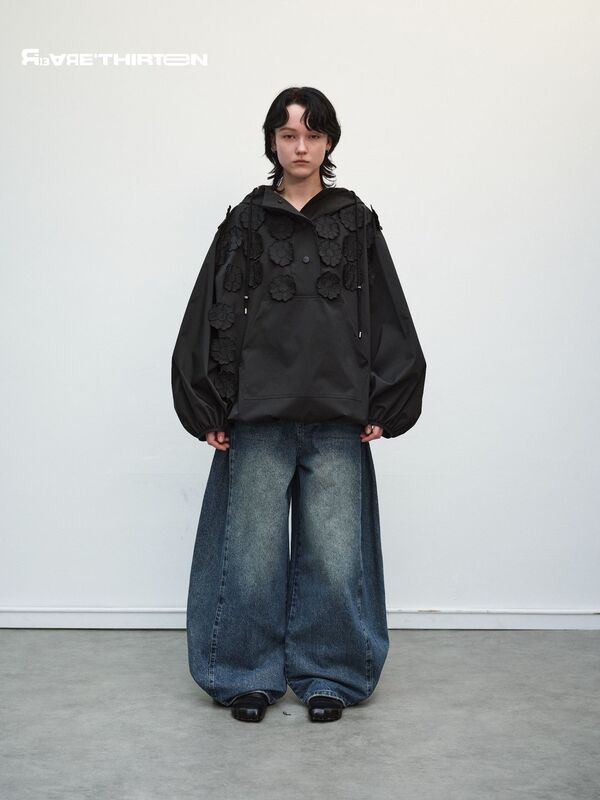 十三行R13设计款花花套头连帽抽绳冲锋衣外套25AW|undefined