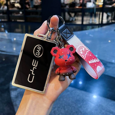 Car key bag, Dolphin key case Han Song plus - byd-card-key-single-shell-black-red-violent-bear-pendant
