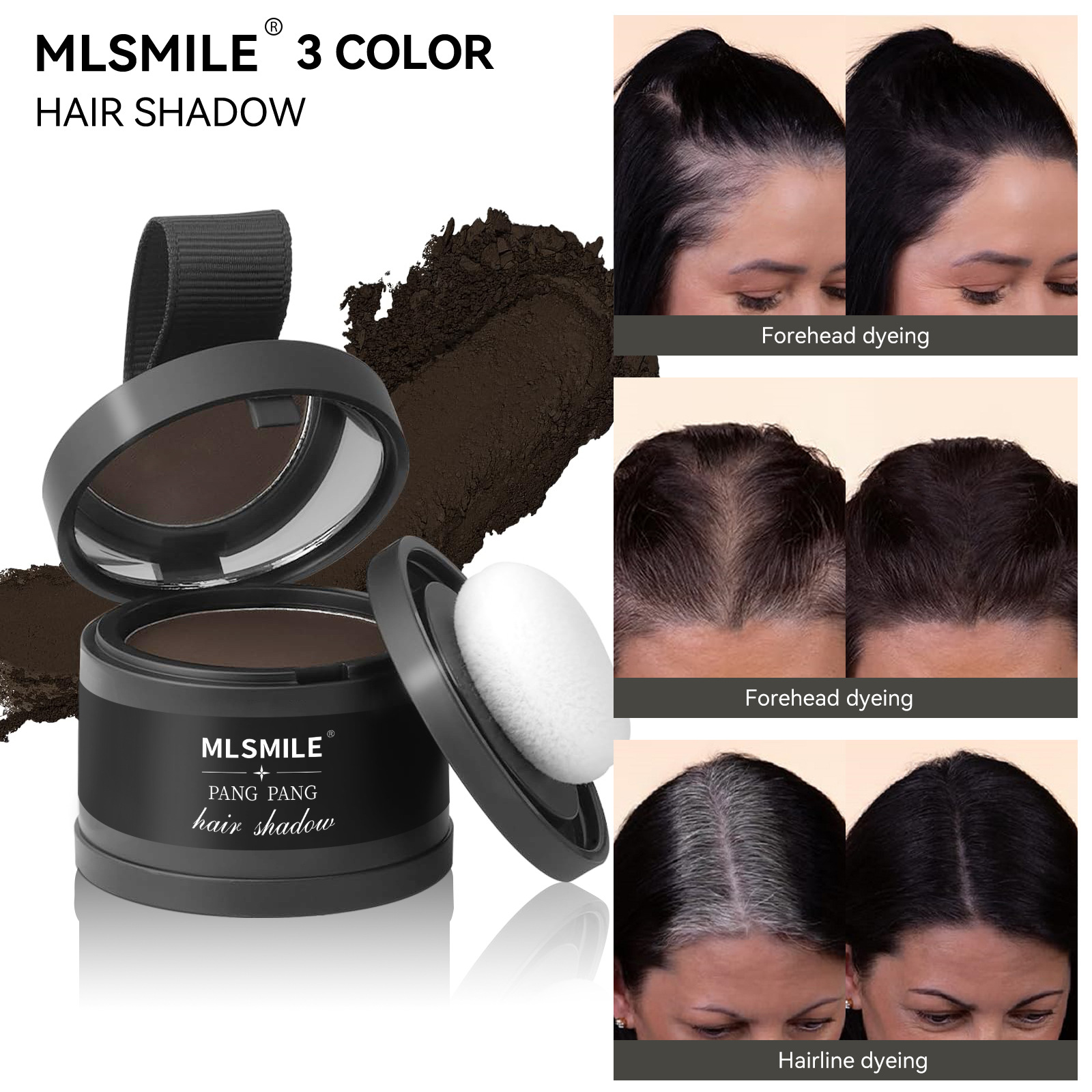 Cross-Border Hot-Selling Hairline Shadow Powder to Cover White Hair, Fluffy Filling Forehead and Temples, Contouring Powder, Hairline Artifact