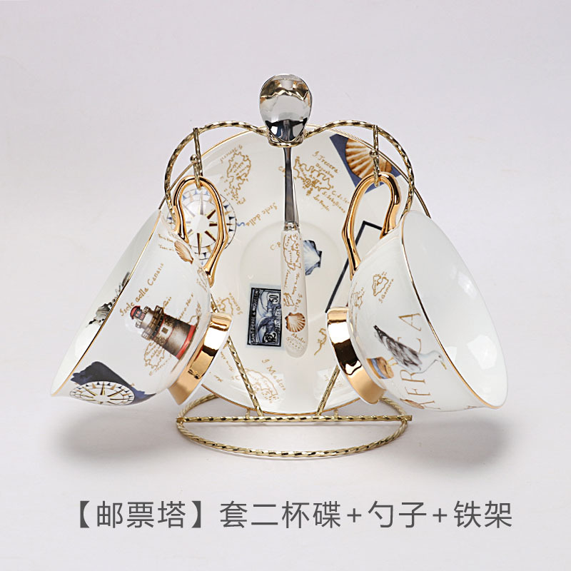 Tazas de café europeas y platos, set de té de la tarde, cerámica exquisita de alta calidad con cucharas de flores, set de tazas de té, caja de regalo