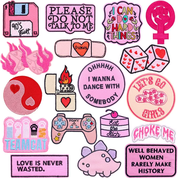 Cross-border Hot Pink Dice Embroidered Cloth Sticker Cowboy Hat Embroidered Label cowgirl Bag Decorative Love Patch