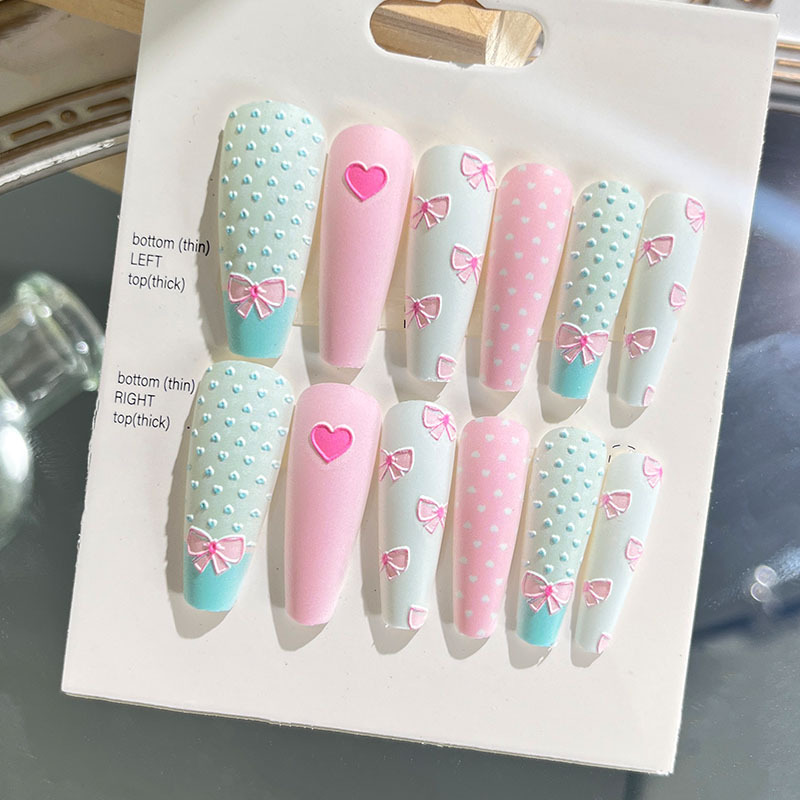 Nuevas uñas portátiles para adultos, uñas en relieve estéreo, parches de manicura, uñas postizas, uñas terminadas, uñas largas de ballet