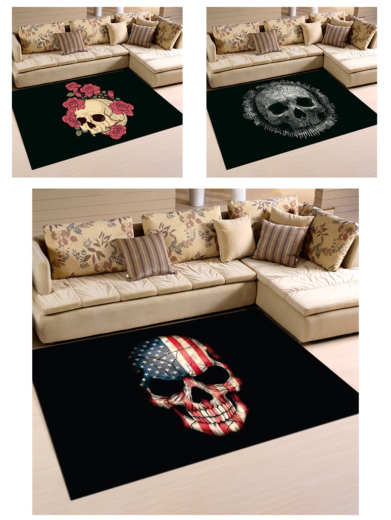 骷髅地毯,跨境地毯,客厅地毯,外贸地毯,地毯代发