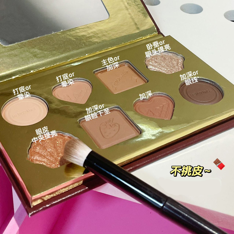 HERORANGE ~ Placa de sombra de ojos suave y elegante de ocho colores, rosa gris, color tierra, placa de reparación de alto brillo mate nacarada