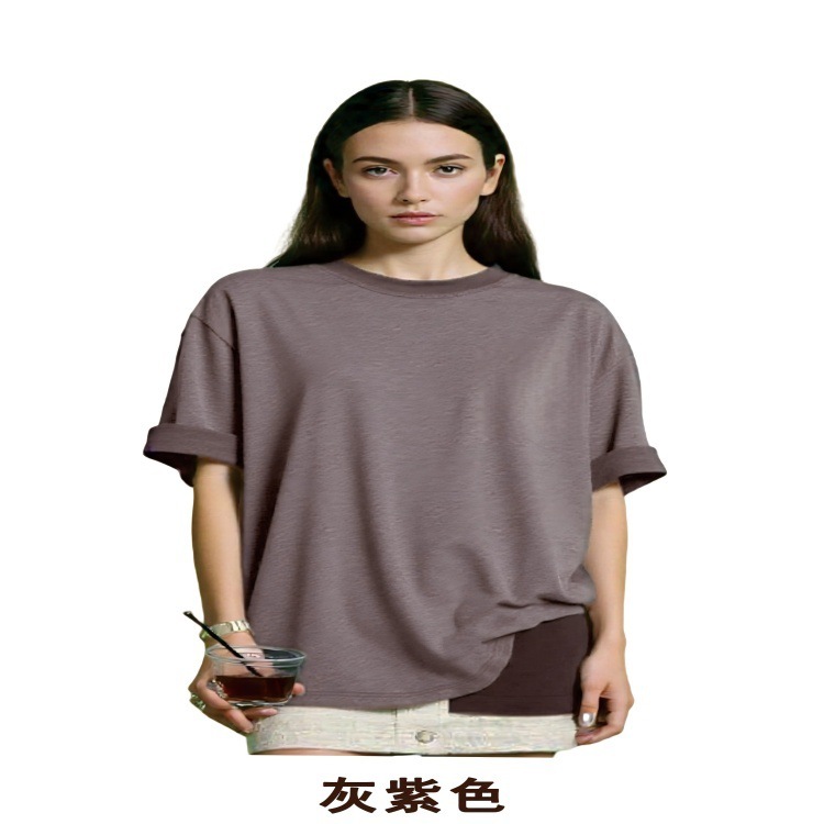 纯棉新款夏季云感休闲T恤舒适轻薄透气瑜伽服圆领百搭运动短袖女|undefined