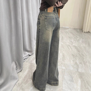 High-Waisted Loose Slimming Wide-Leg Jeans for Women, Straight-Leg, Spring and Autumn, Drapey, Height-Enhancing, 2025 Floor-Length Versatile Retro Pants
