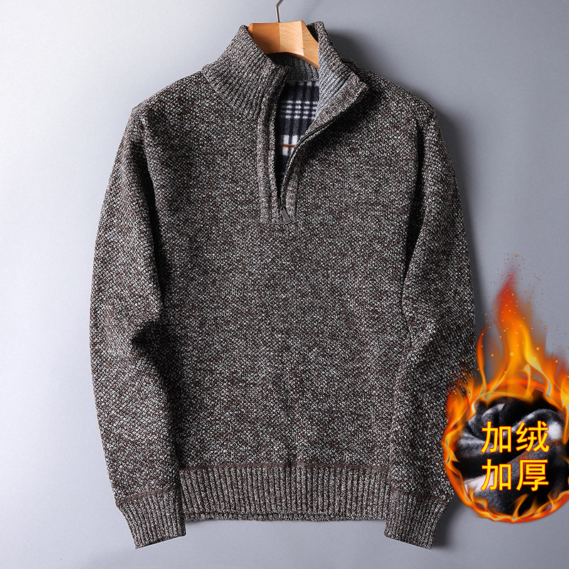 [Paul Weekend] plus velvet padded autumn and winter new men's sweater zipper sweater loose sweater coat