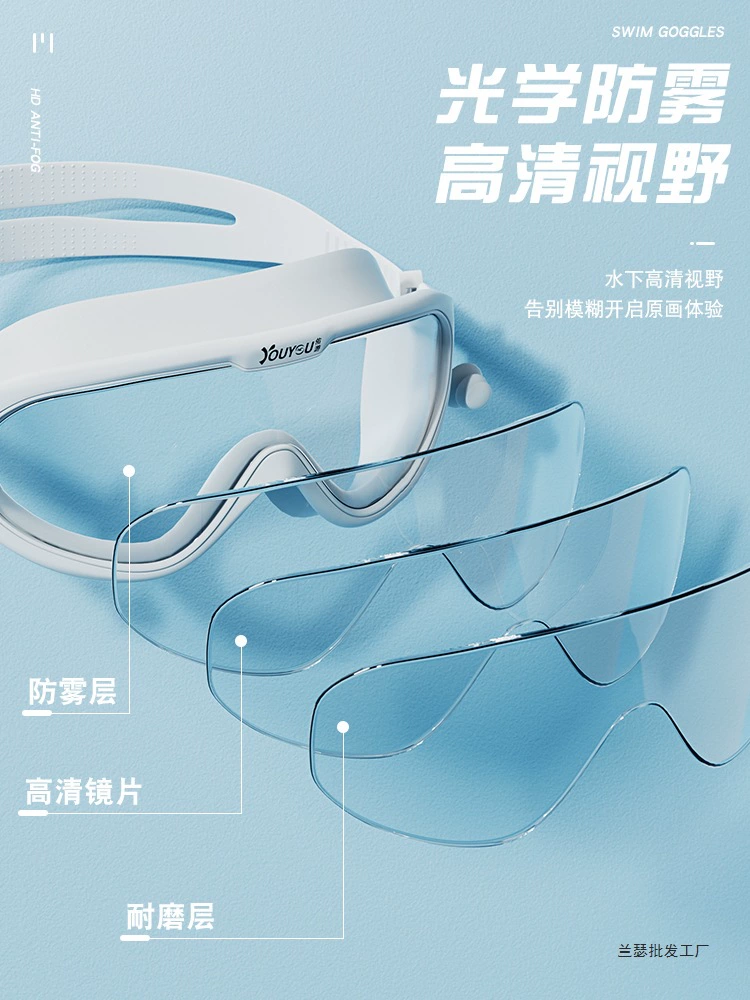 Очки для плавания для женщин, водонепроницаемые, противотуманные, высокой четкости, для близорукости, профессиональные мужские очки для плавания, детская большая оправа, комплект шапочек для плавания для взрослых.