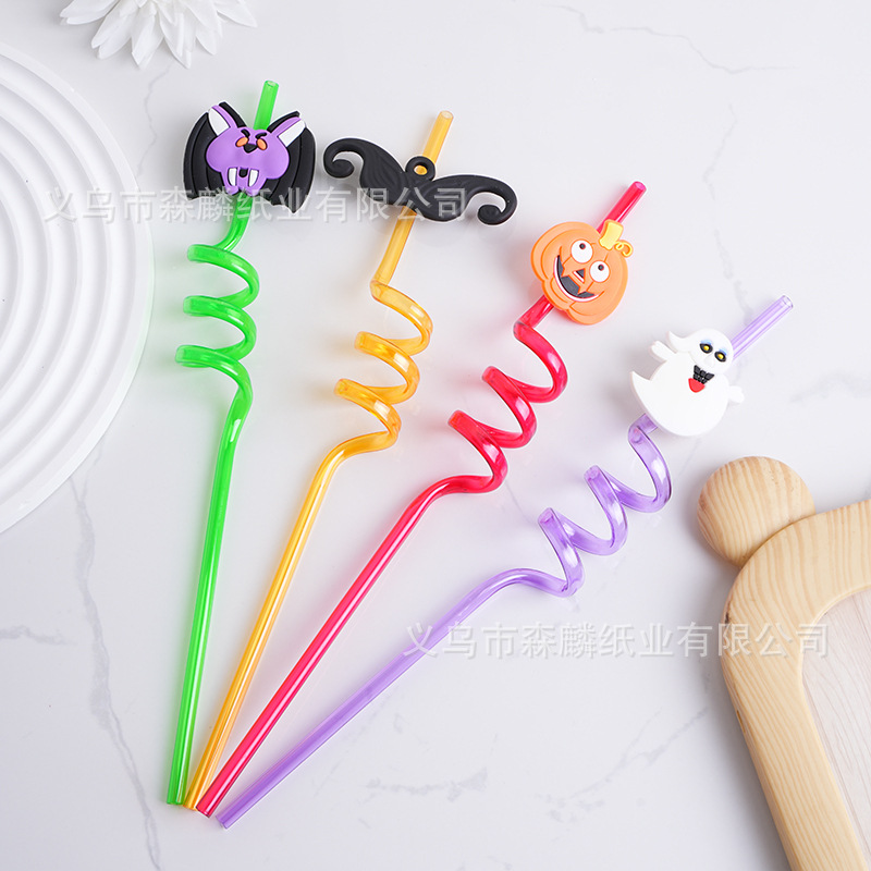 Transfronterizo Amazon dibujos animados forma paja creativa fiesta de cumpleaños decoración espiral curvado arte paja al por mayor