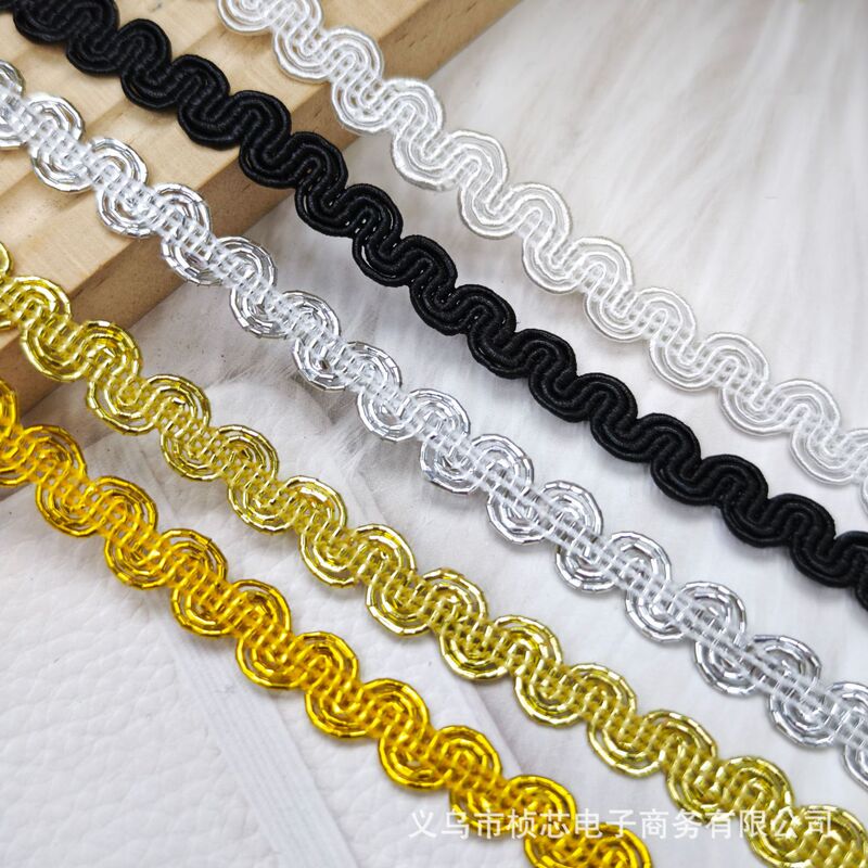 In-Stock 0.9cm Medium-Curved Lace Trim, Small Curved Lace Trim, Metallic Core-Spun Lace Trim, Garment Accessories and Accessories In-Stock 0.9cm Medium-Curved Lace Trim, Small Curved Lace Trim, Metallic Core-Spun Lace Trim, Garment Accessories and Accessories