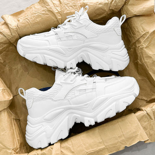 Men's shoes autumn mesh breathable fashion brand all-matching sneaker casual shoes men's platform sole height-increasing black dad fashionable shoes