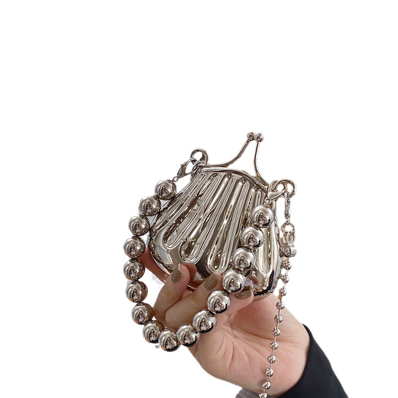 High end Mini Pearl Chain Handheld for Women 2023 New Small Stand One Shoulder Crossbody Shell Blessing Bag_voghion.com