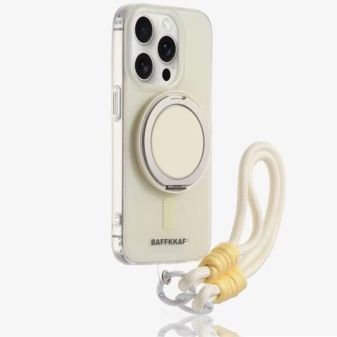 Funda magnética simple de color sólido con soporte 360° para iPhone 17 Pro Max/16, correa para teléfono Apple 14/15 para mujer