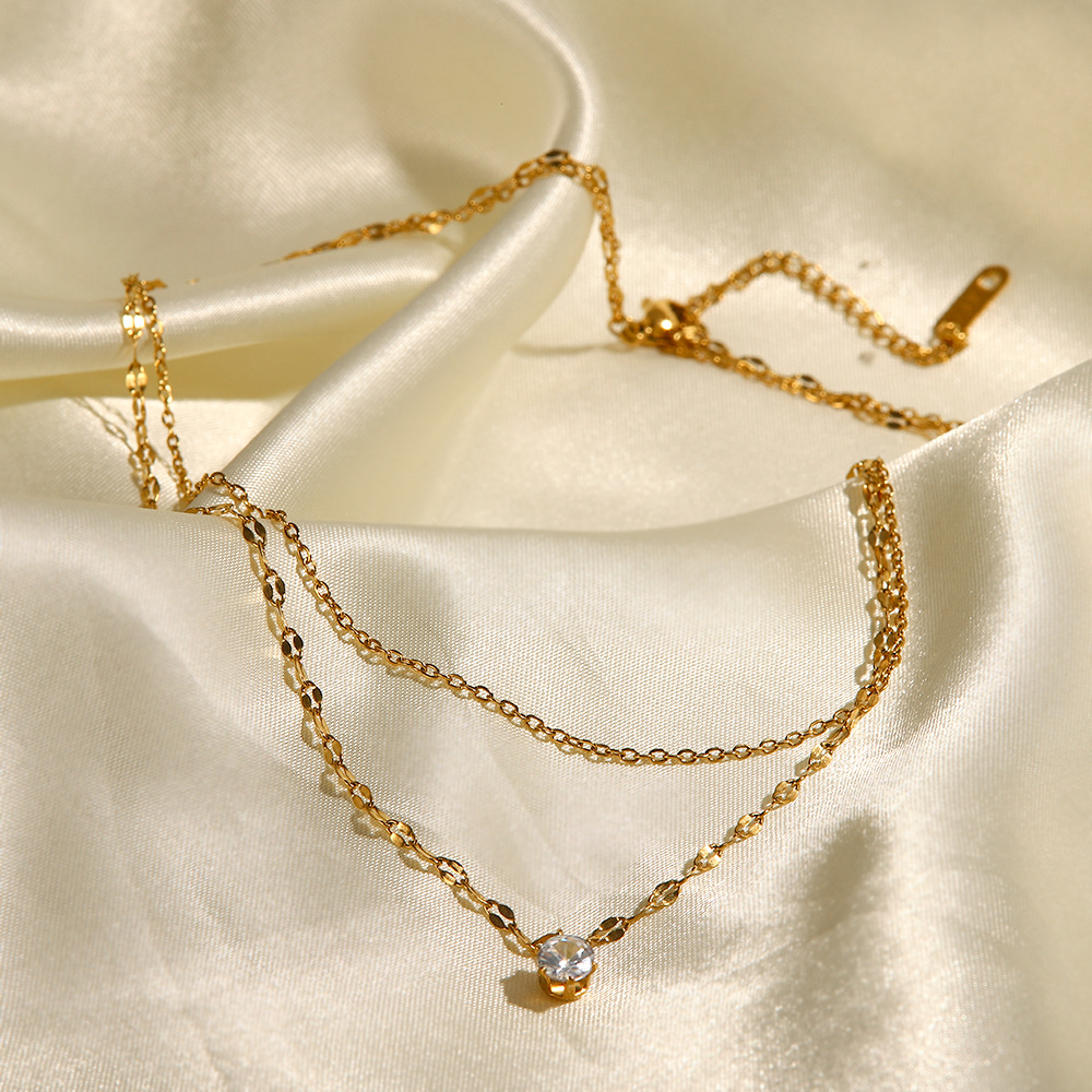 Fashion Geometric Titanium Steel Inlay Rhinestones Necklace 1 Piece