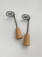 58C1安木良品 家用ins風不鏽鋼胖墩實木手柄手動搗泥器土豆紫薯壓