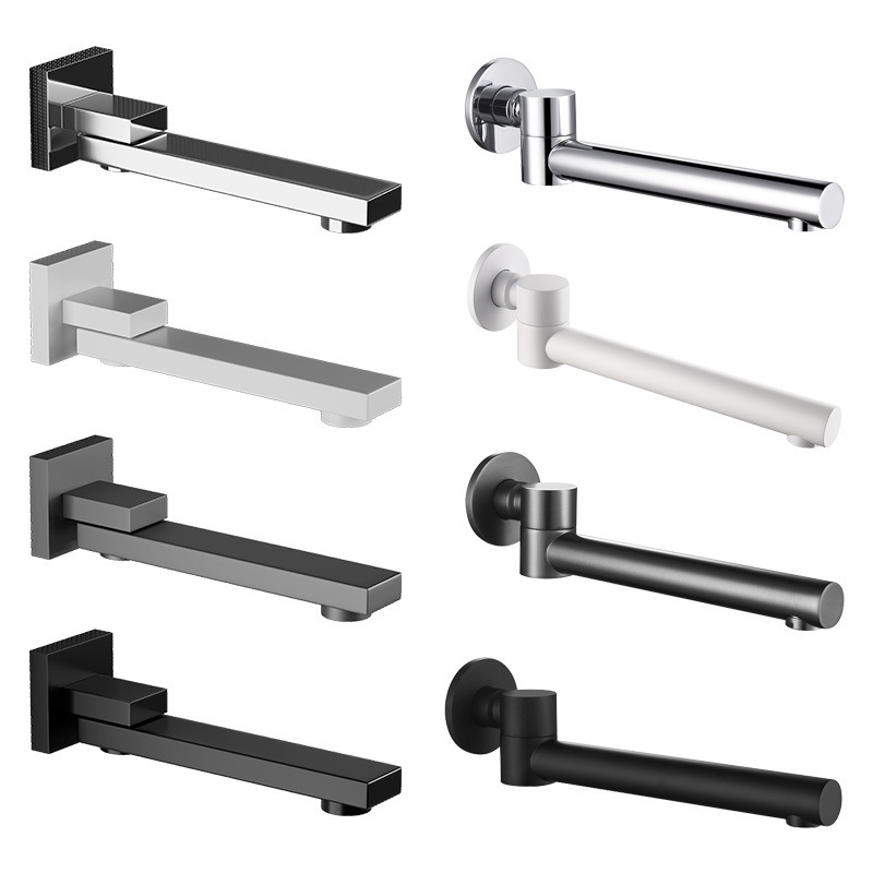 Cross-Border All-Copper Rotatable Folding Concealed Faucet, Built-In Bathtub Faucet, Wall-Mounted Laundry Sink Faucet