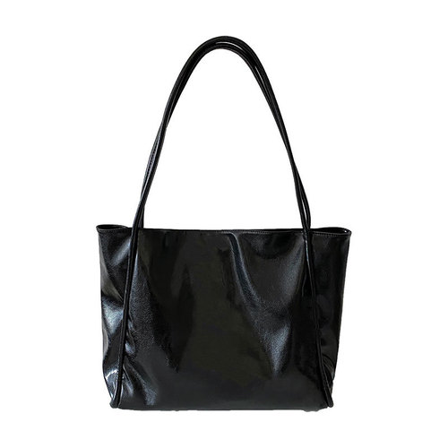 Bags  New Trendy Hand-held Glossy Tote Bag Women's Large Capacity Class College Student Casual Underarm Shoulder Bag