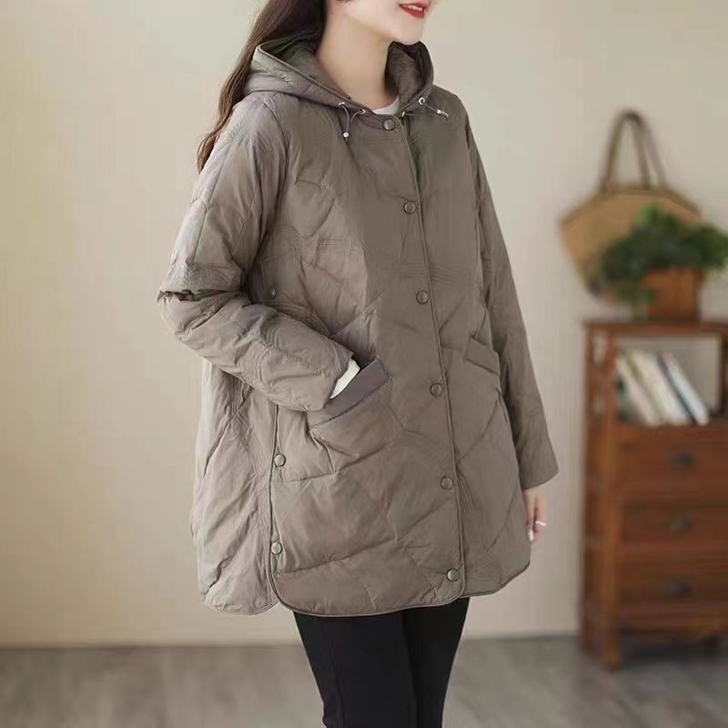 2022 New Autumn and Winter down Jacket Women's Mid-Length Thickeneded Warm Korean Style Popular Fashion Slim Jacket Polyurethane