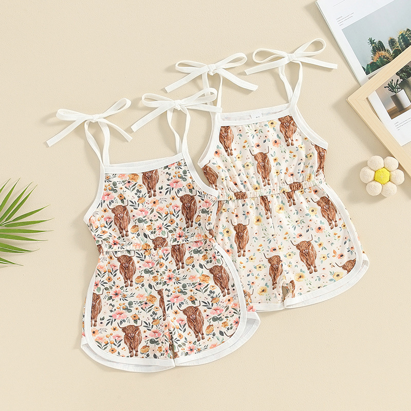 Foreign Trade Baby jumpsuit Summer Niatou Printed Sleeveless Strap jumpsuit Newborn Outfit Short Climbing Suit Foreign Trade Baby jumpsuit Summer Niatou Printed Sleeveless Strap jumpsuit Newborn Outfit Short Climbing Suit