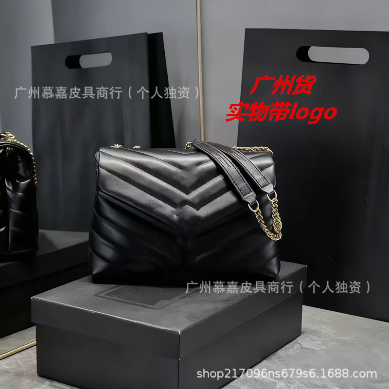 跨境专供杨树林包包2025新款Y形链条真皮女包单肩斜跨牛皮包批发