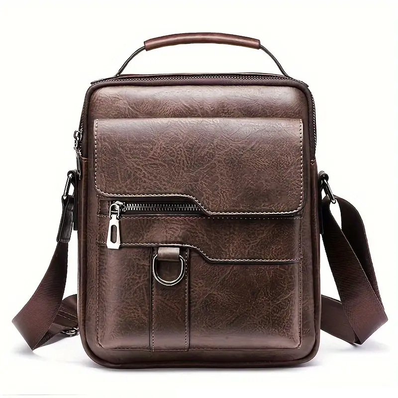 Personalized Custom Laser Men's Shoulder Business Casual Vertical Crossbody Bag Fashionable PU Leather Handbag For Men_voghion.com