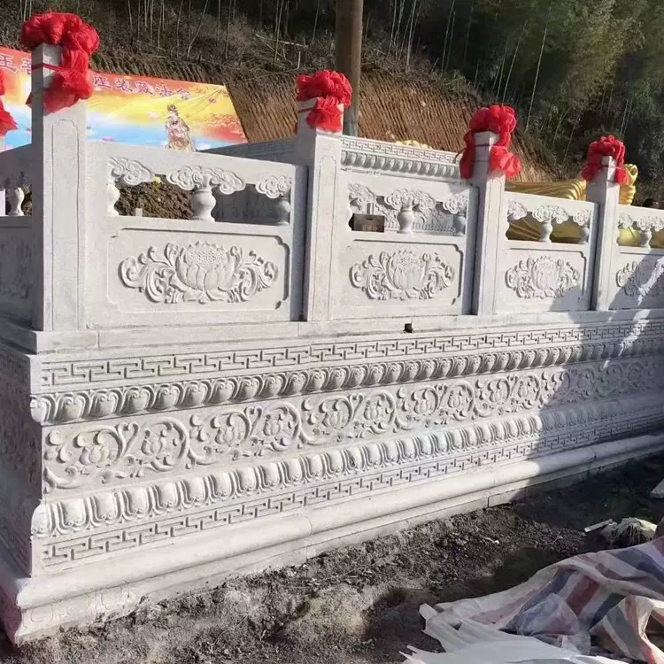 供应芝麻白花岗岩石栏杆寺庙别墅阳台石雕栏杆水利工程景观石栏杆