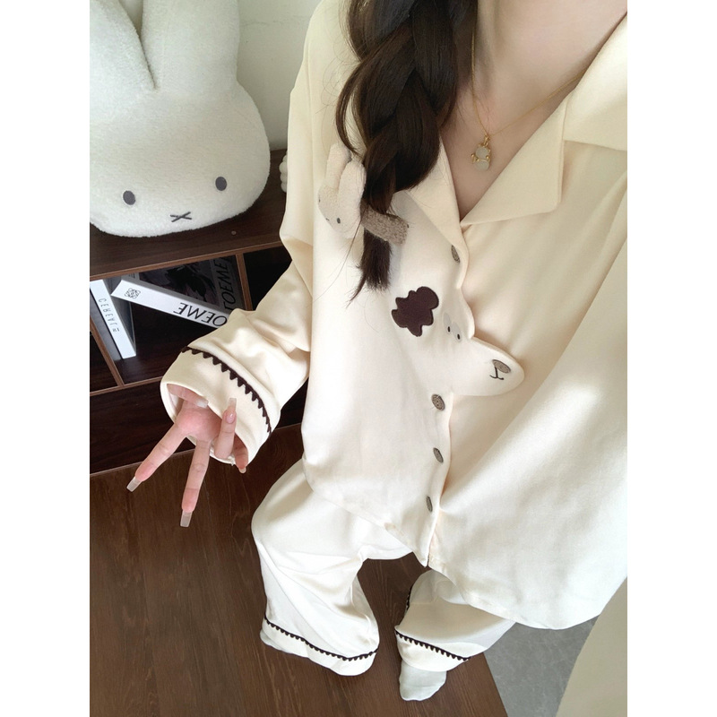 De Rong Pajamas for Women, Autumn and Winter Thickened Warm Long-Sleeved Set, Cartoon Cute Plus Size Loungewear, Winter Style in Stock