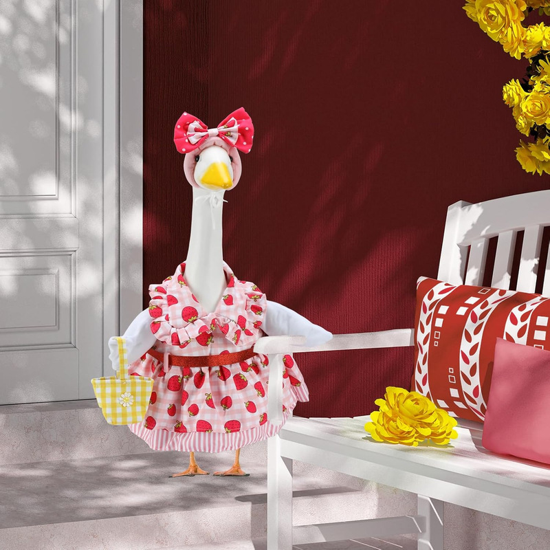 Spring Garden Goose Costume, Strawberry Girl Outfit with Basket for Summer Garden Terrace Garden Party Spring Garden Goose Costume, Strawberry Girl Outfit with Basket for Summer Garden Terrace Garden Party