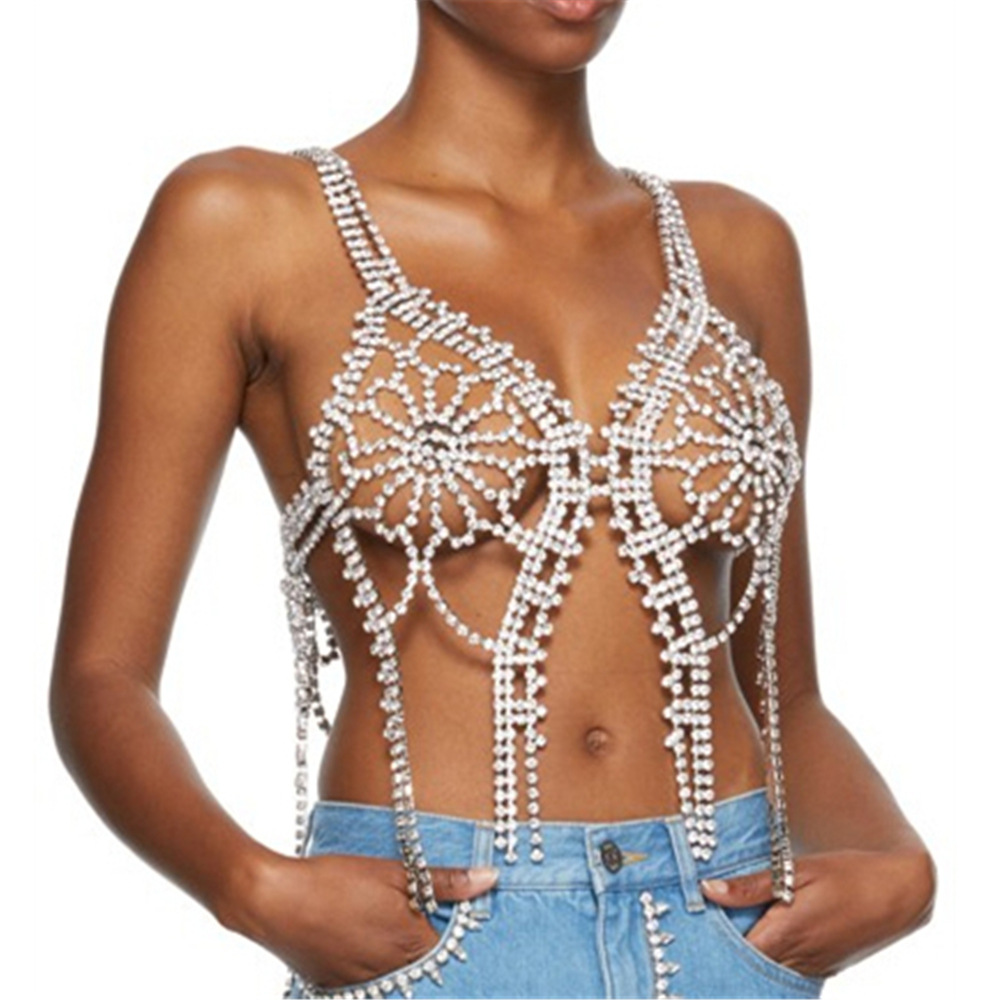 European And American Flower-shaped Tassel Body Chain Sexy Chest Chain display picture 1