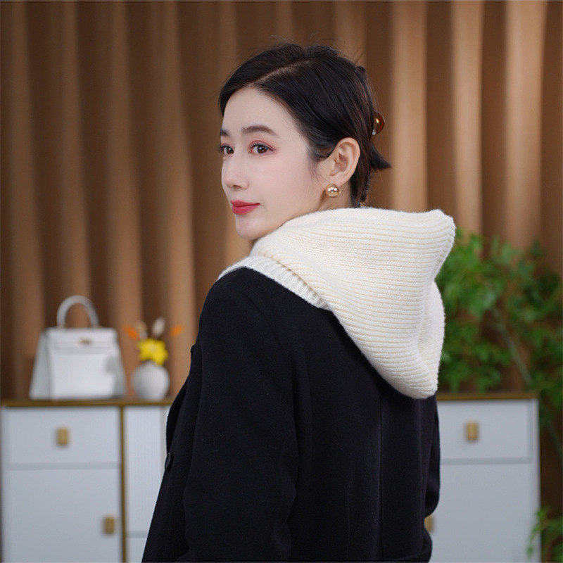 ファッションニット可拉可拉法帽子ボタン付き女性秋冬韓国版保温マフラー耳保護ヘッドキャップ両用|undefined