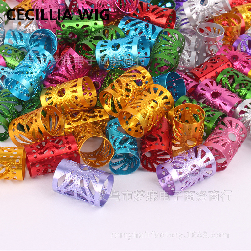 黑人假发饰品环 非洲扭辫弹簧辫 三股辫 空心辫接发环 脏辫装饰环