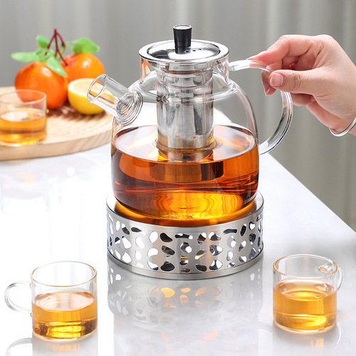 Glass Cold Water Kettle Set: Fire-Heatable, Large-Capacity, Filtered, Thickened Design—Perfect for Cold Water, Juices, or Tea-Making, Complete with a Bamboo Lid