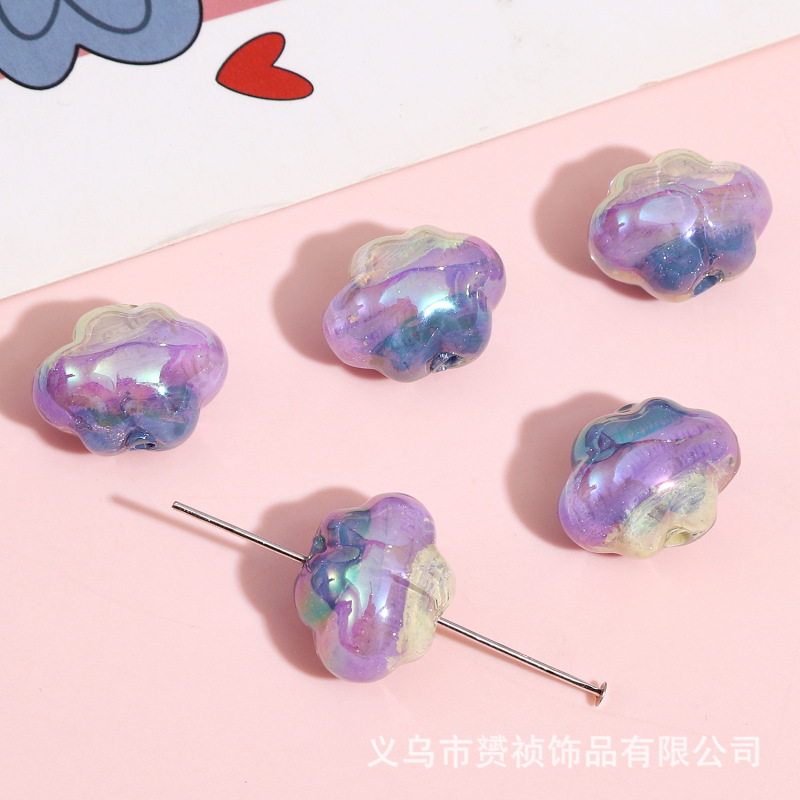 樹脂グラデーション油絵クラウドビーズ diy 手作りビーズブレスレットキーホルダー携帯電話チェーンジュエリーアクセサリー材料|undefined