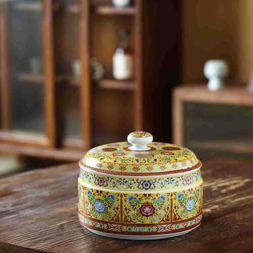 Jingdezhen enamel ceramic tea cans large and small tea storage tea cans moisture-proof household tea cake sealed storage cans