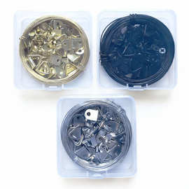 图片挂线套件10米黄铜挂线和30个铁制D环悬挂五金展示三色金属线