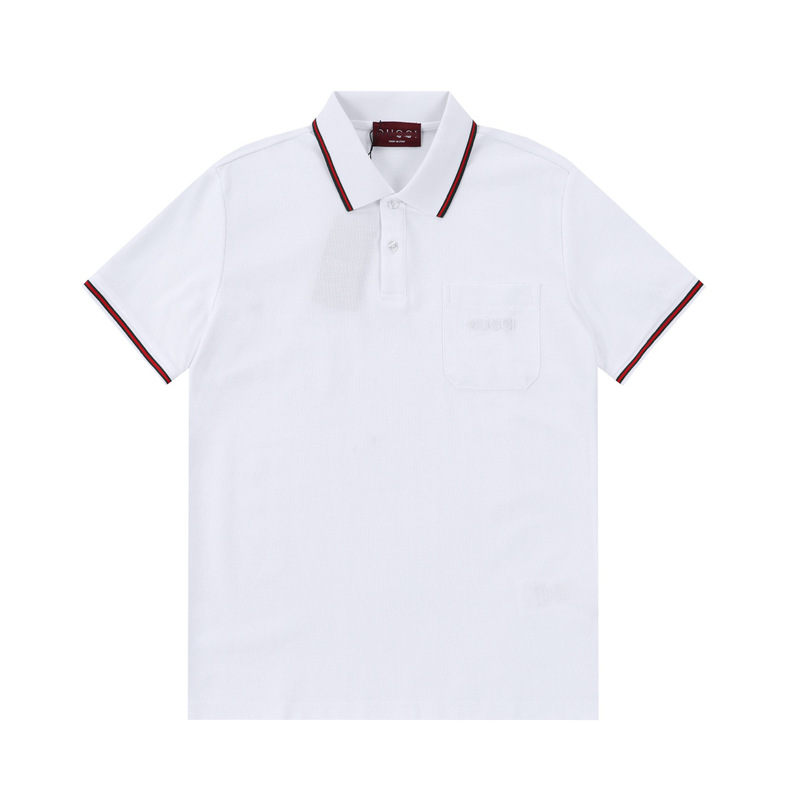 European Cross-Border Brand Specializing in Spring and Summer Luxury New Products: Color-Block Pocket g Letter Embroidery Turn-Down Collar Short-Sleeve Polo Shirt for Men European Cross-Border Brand Specializing in Spring and Summer Luxury New Products: Color-Block Pocket g Letter Embroidery Turn-Down Collar Short-Sleeve Polo Shirt for Men
