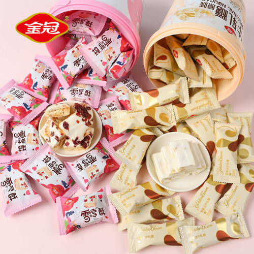 Golden Crown Cranberry Snowflake Cookies in a Bucket — Nougat, New Year's Treats, Hospitality Candies, June 1st Children's Day Gifts, Snack Delights