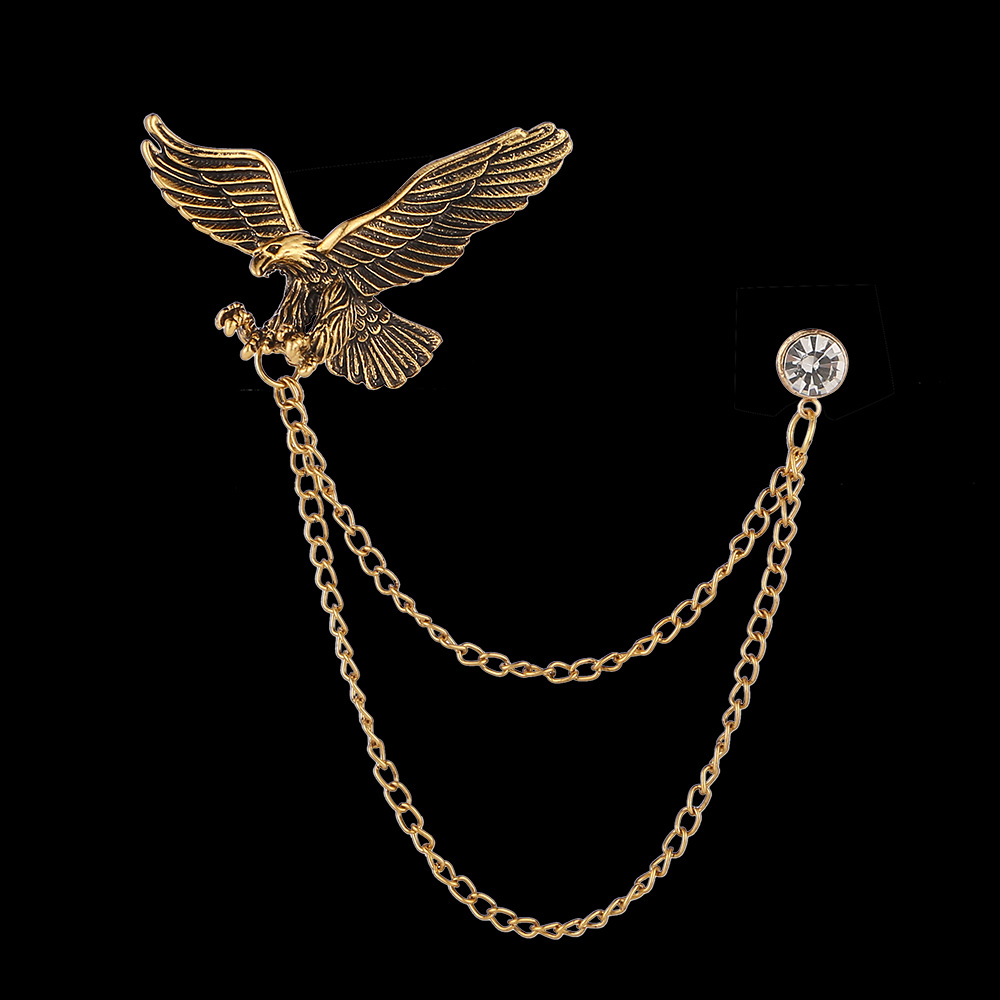 Moda corona alas diamante borla hombres traje broche simple todo partido traje vestido abrigo ramillete accesorios