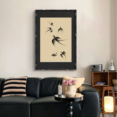 "Fei Yan" French Vintage Chinese Style Living Room Entrance Decorative Painting, New Chinese Medieval Style Study Bedroom Wall Hanging