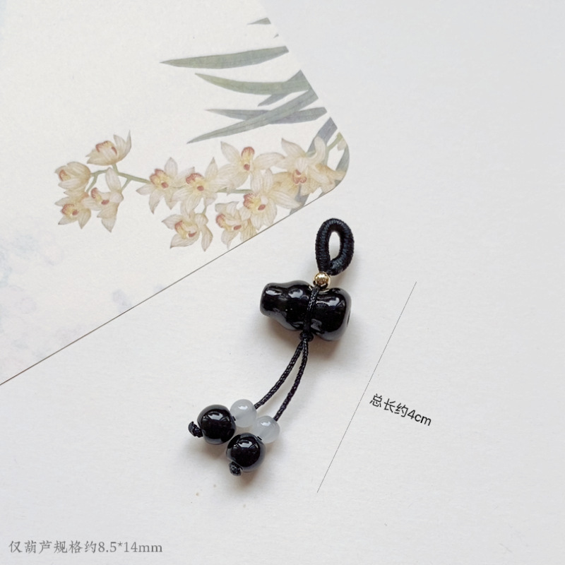 手編みのひもひょうたんペンダントDIYアクセサリーブレスレット、携帯電話用ペンダント、衣類の飾り、中国風の留め具、民族風トレンド|undefined