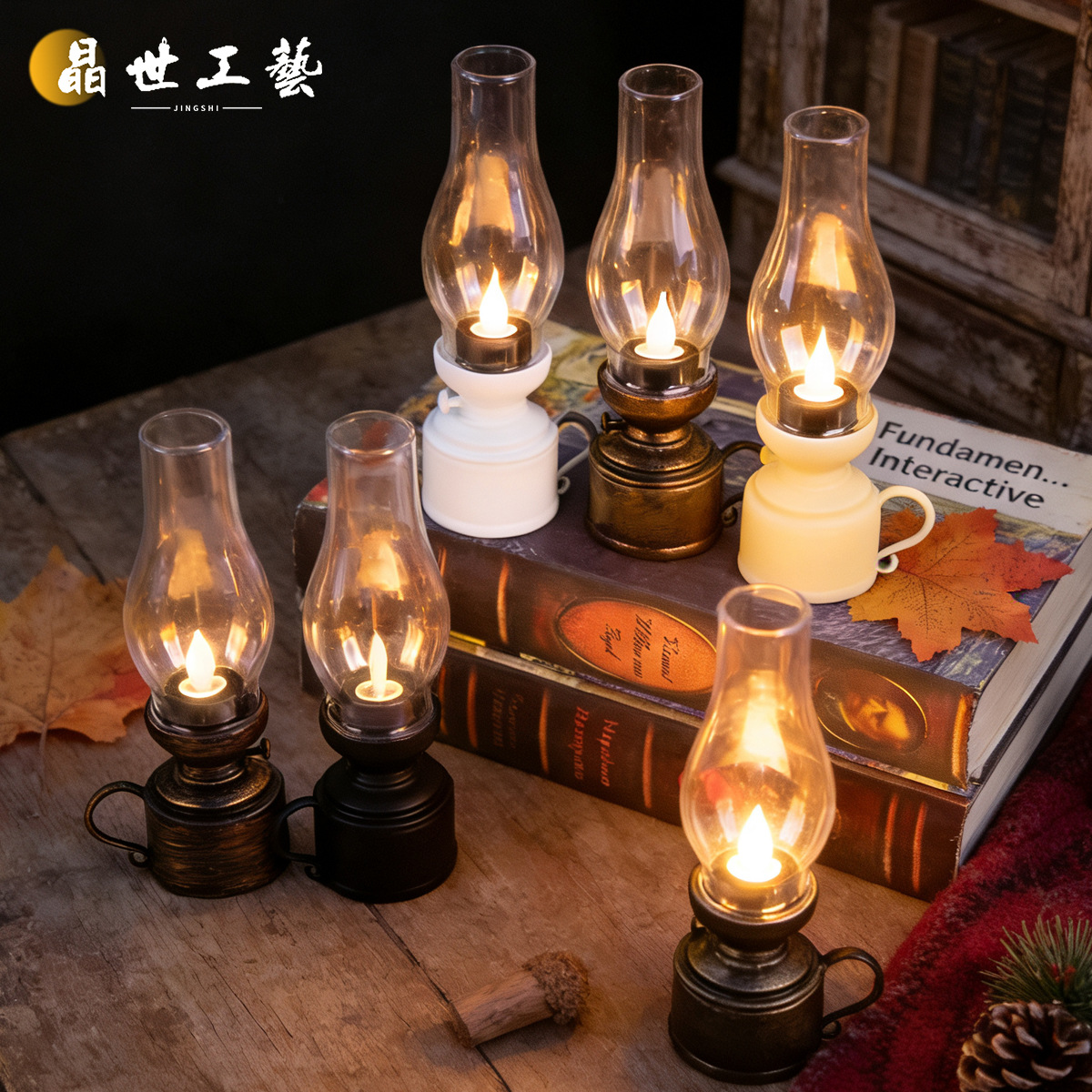 Lámpara de queroseno retro LED lámpara de vela electrónica de simulación de lámpara de aceite nostálgica decoración de la atmósfera de escritorio de decoración de lámpara de noche