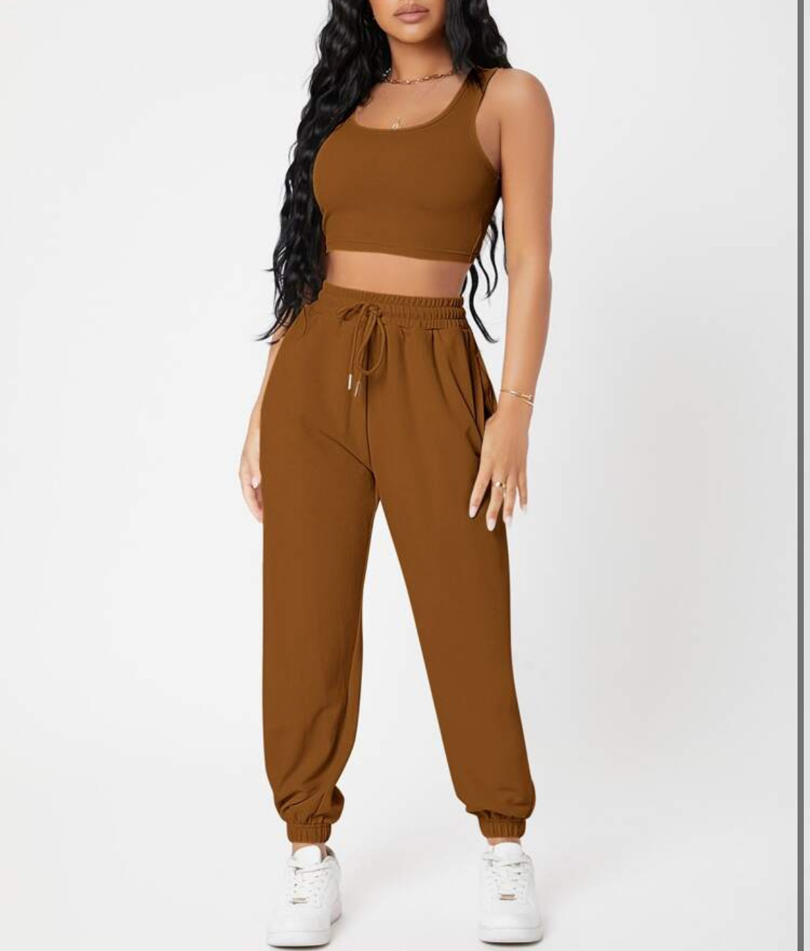 490g Weight Sleeveless Sleeve Length Polyester Fabric Type Pants Sets Sets Type 2 Pieces Set Quantity Casual, Daily Occasion Round Neck Neckline Breathable Function Skinny Fit Type Solid Color Pattern Summer Season Women's Gender Streetwear, Sport Style Style Women's Streetwear Sport Style Solid Color Polyester Round Neck Tracksuit 29