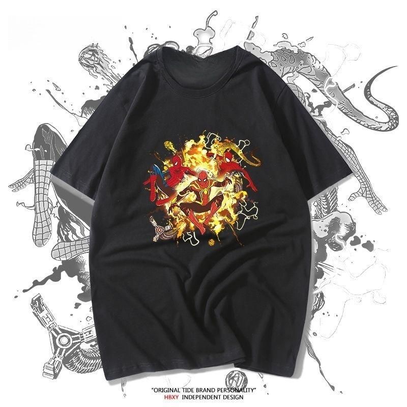 Spider-Man Hero No Return Short-sleeved T-shirt Dutch Brother Same Style Peter Parker Three Generation Summer Student Leisure Loose T