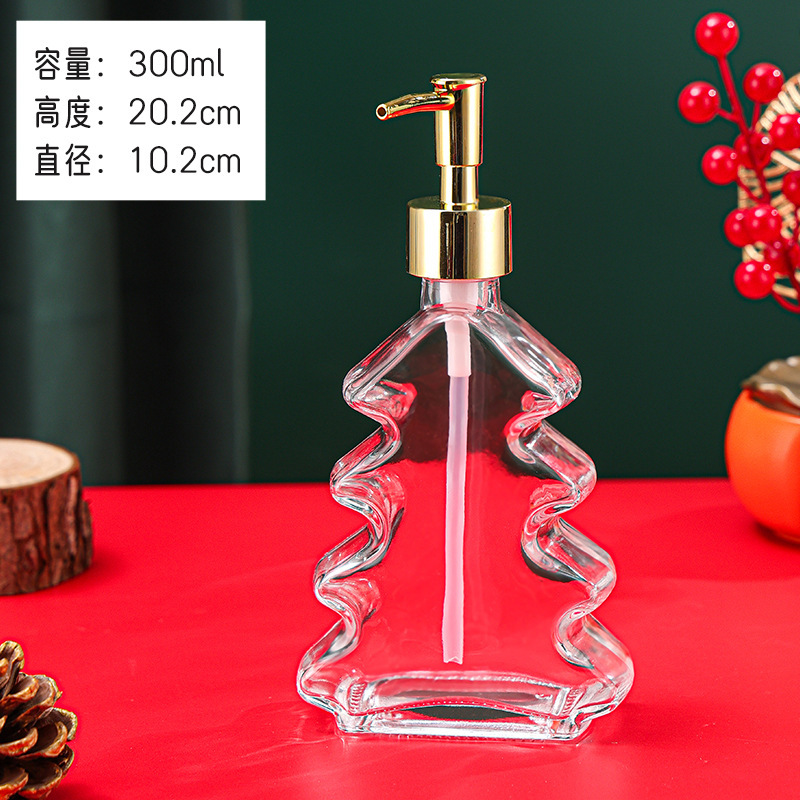 创意造型美观圣诞树洗手液玻璃瓶加厚玻璃洗手液瓶沐浴露玻璃瓶|undefined