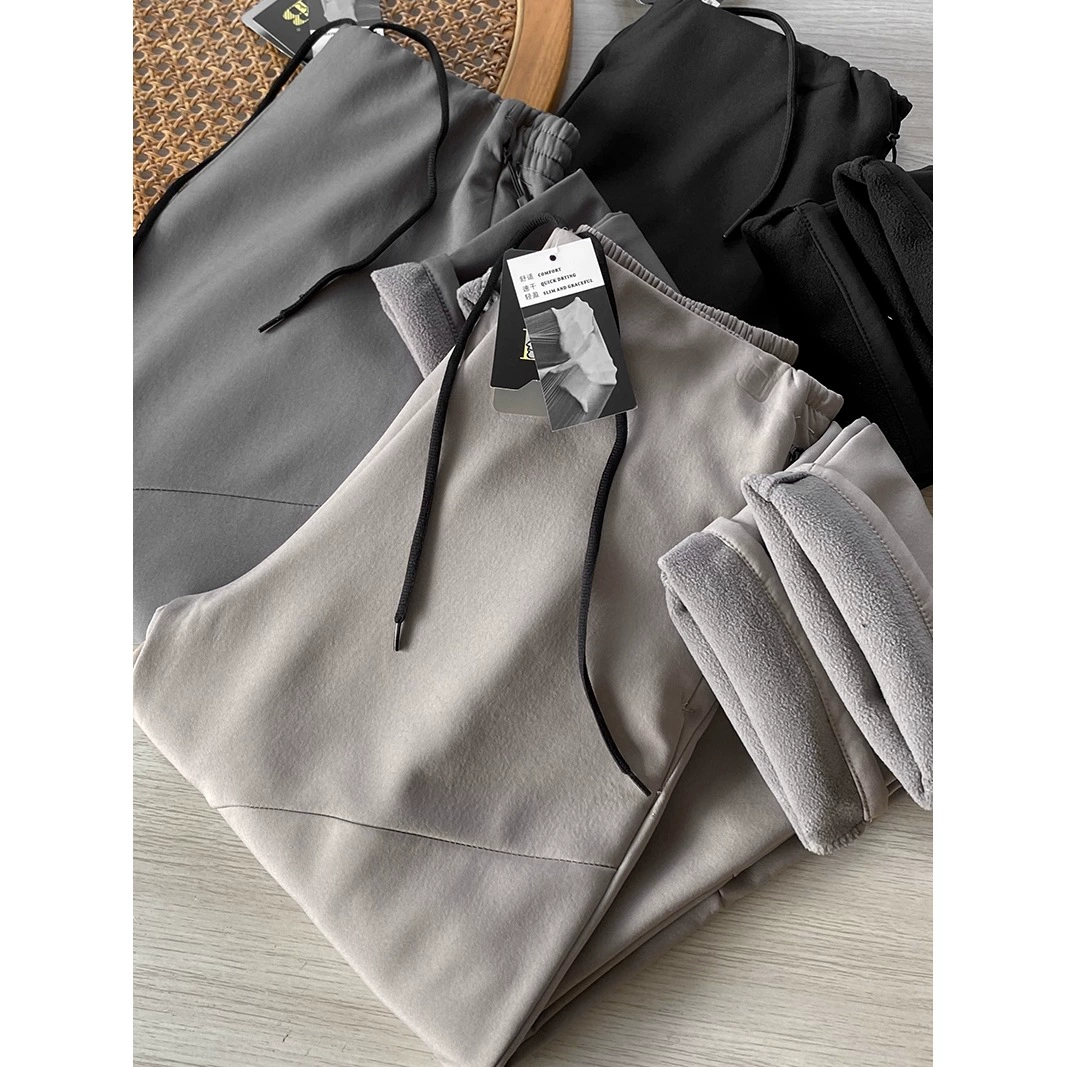 Тепло! Функциональный открытый! 3D резка! Осенне-зимние мужские тканые Спортивные Повседневные длинные брюки на флисовой подкладке