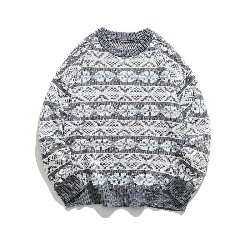 Men's Clothing retro heavyweight round neck knitted sweater men's loose lazy trend brand Japanese autumn pullover sweater_voghion.com