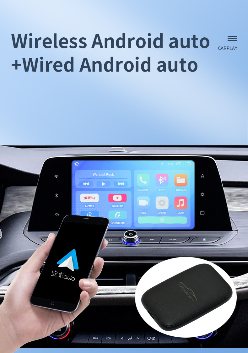 Cross-Border Wireless Carplay to Android Auto Video Box Wired to Wireless Carplay Adapter