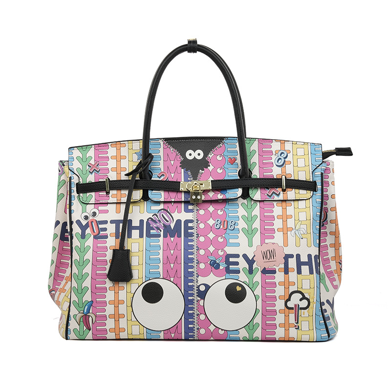 Supercapacidad PU impresión litchi contraste color bolsas de bloqueo portátiles de viaje bolsa de fitness de almacenamiento de moda 2221 #