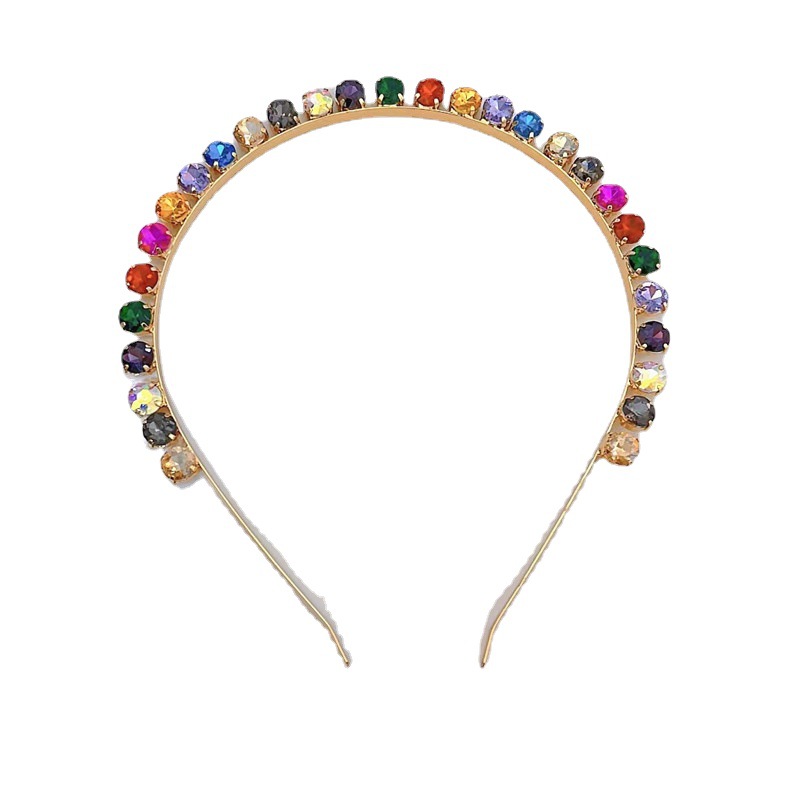 Diadema de cristal estéreo de estilo coreano, diadema de cristal colorida geométrica, accesorios para el cabello, diadema de palacio retro, venta al por mayor